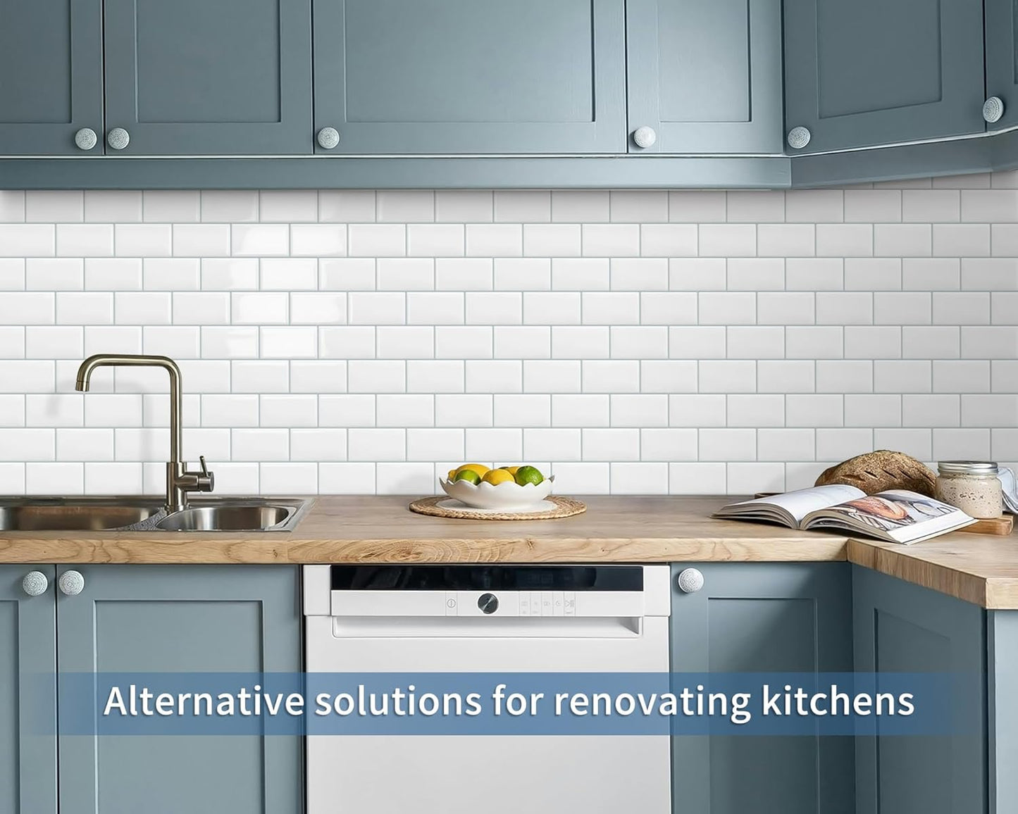 White Peel and Stick Backsplash Wall Tiles Self Adhesive for Kitchen Bathroom Subway Thick (10 - Sheet, 12"×12") - DEWOO TILES