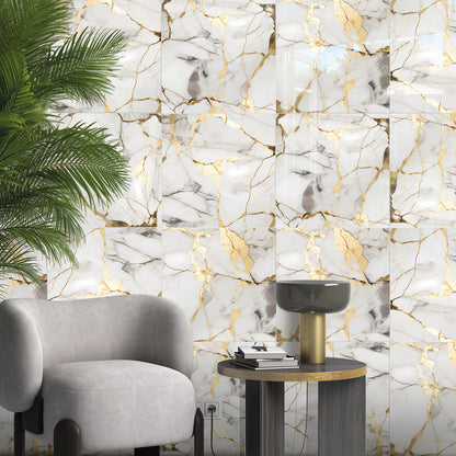 DEWOO Marble - Patterned Self - Adhesive Wall Tiles: 3D Effect | 12" x 12" (Pack of 10) | Water - , Mold - , and Oil - Resistant | Easy to Install and Removable - DEWOO TILES