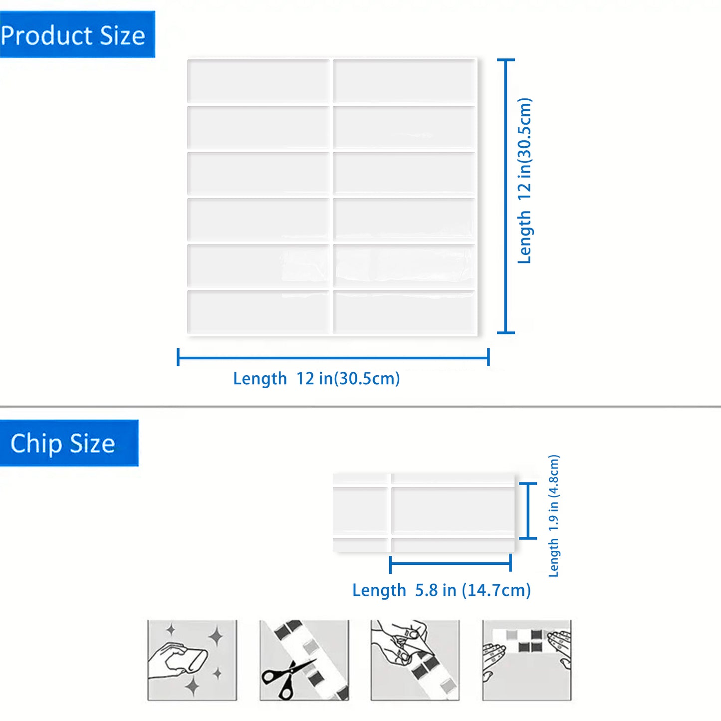 DEWOO 10pcs Peel and Stick Backsplash Wall Tiles, Extra Thick 3D Wall Panels, Heat & Water Resistant, Easy DIY Kitchen, Bathroom, Laundry, Fireplace & Rental Home Wall Décor (White, 12"×12") - DEWOO TILES
