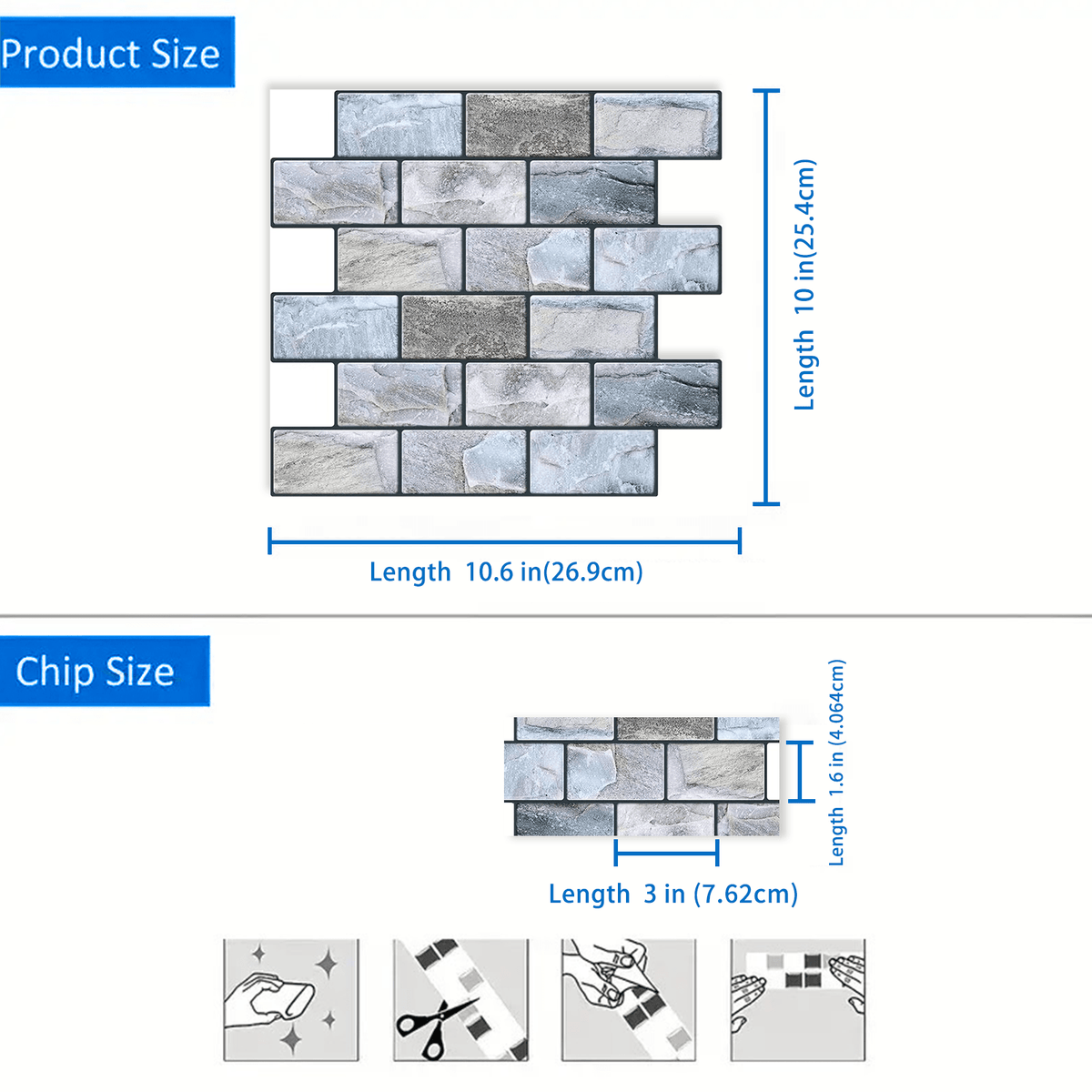 DEWOO 10 Sheets Peel and Stick Tile Backsplash for Kitchen Wall Tile, Self Adhesive Brick Backsplash Subway Tiles Backsplash, Stick on Tiles Kitchen Backsplash(Retro Blue,10.6"x10") - DEWOO TILES