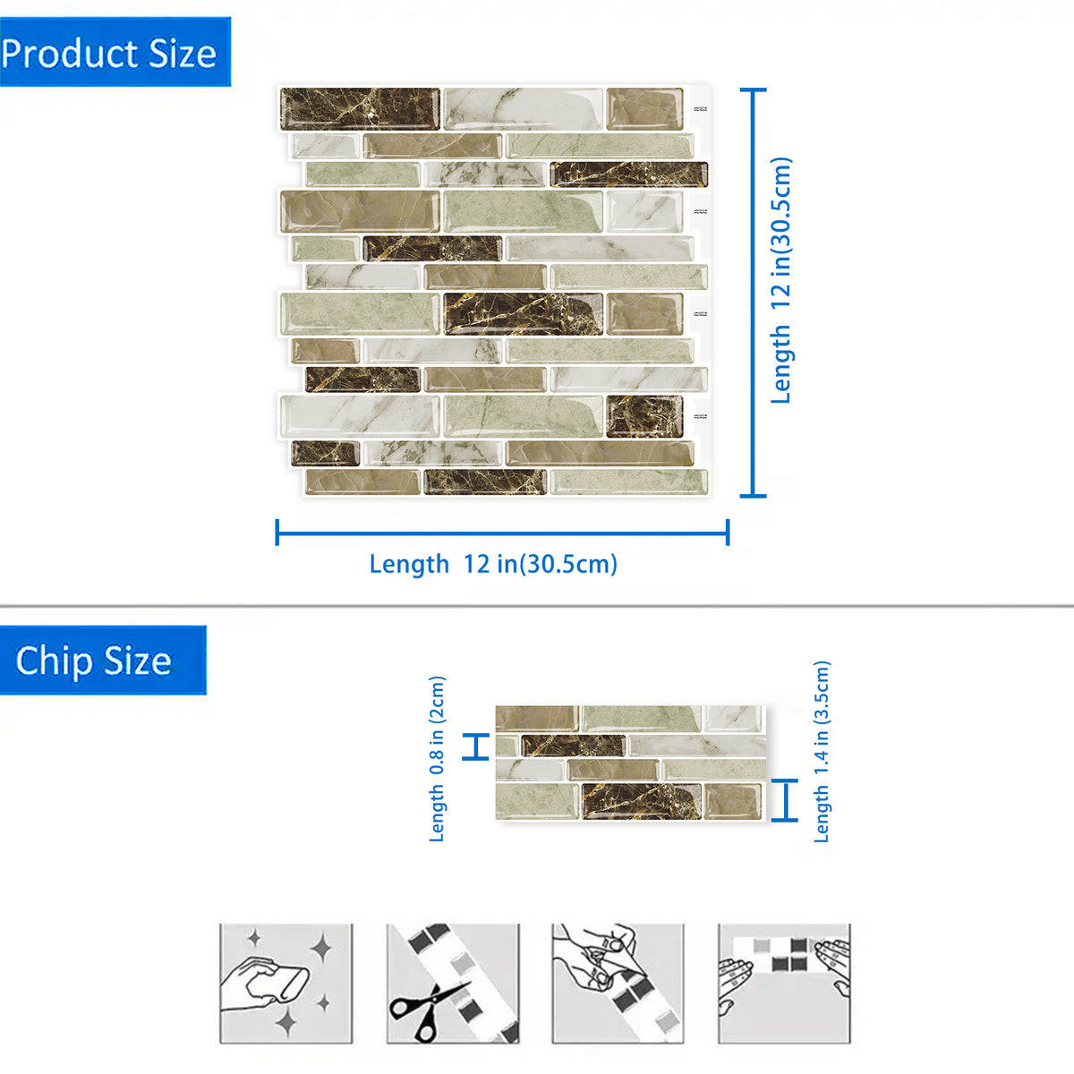 DEWOO 10 Sheets Peel and Stick Tile Backsplash, Stick on Wall Tiles, Self Adhesive Tile Sticker for Kitchen Backsplash and Bathroom(12"x12",Brown Marble) - DEWOO TILES