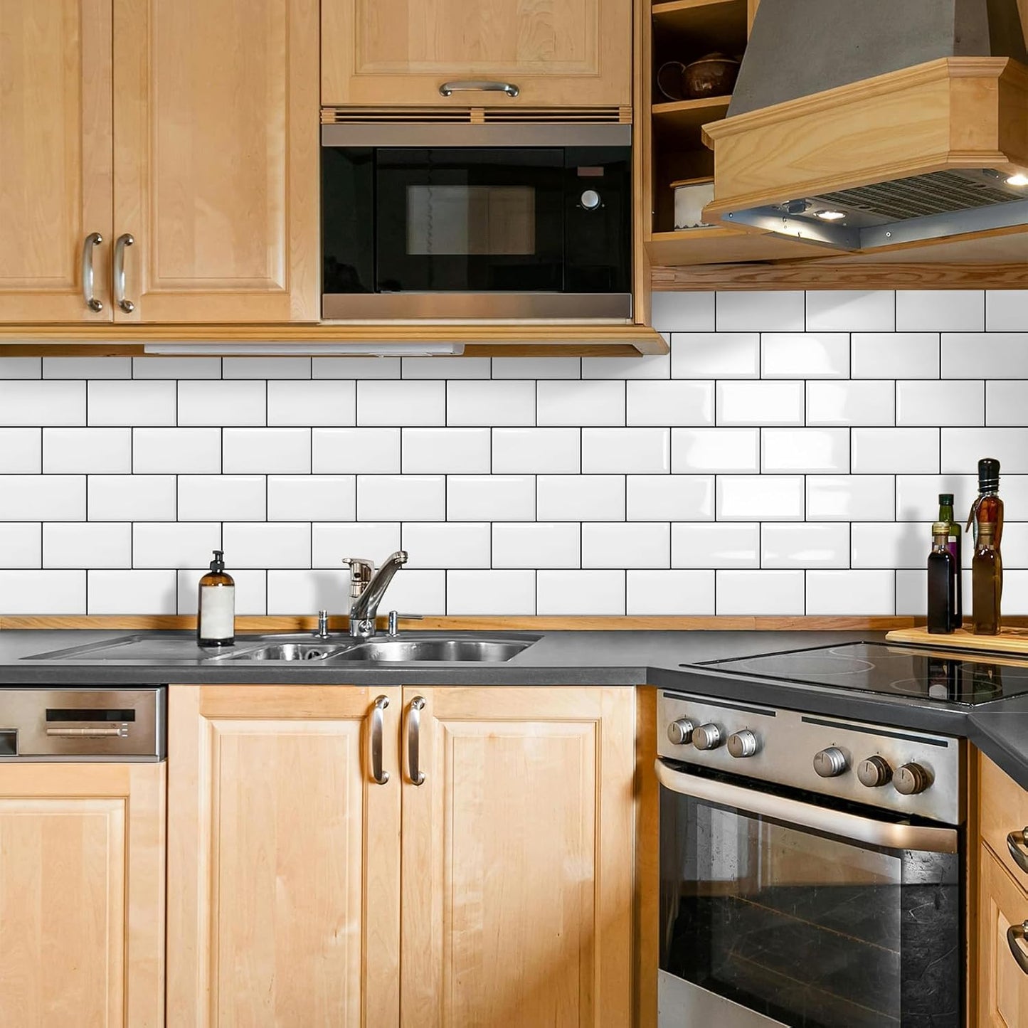 DEWOO 10 Peel and Stick Subway Tile Kitchen Backsplash for Wall, White (Thicker Design) - DEWOO TILES