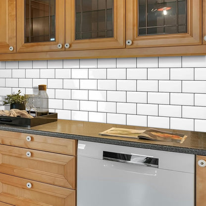 DEWOO 10 Peel and Stick Subway Tile Kitchen Backsplash for Wall, White (Thicker Design) - DEWOO TILES