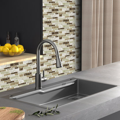 DEWOO 10 Sheets Peel and Stick Tile Backsplash, Stick on Wall Tiles, Self Adhesive Tile Sticker for Kitchen Backsplash and Bathroom(12"x12",Brown Marble) - DEWOO TILES