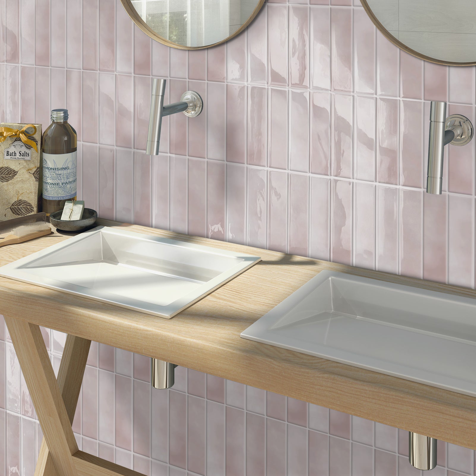 DEWOO Peel and Stick Backsplash - 10 Sheets of 12"×12" - 3D Adhesive Peel and Stick Tile Backsplash for Kitchen, Bathroom, Wall Tile, Pink - DEWOO TILES