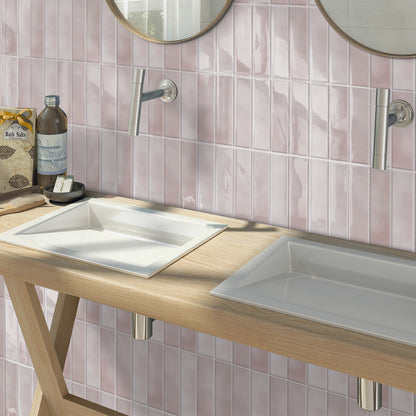 DEWOO Peel and Stick Backsplash - 10 Sheets of 12"×12" - 3D Adhesive Peel and Stick Tile Backsplash for Kitchen, Bathroom, Wall Tile, Pink - DEWOO TILES