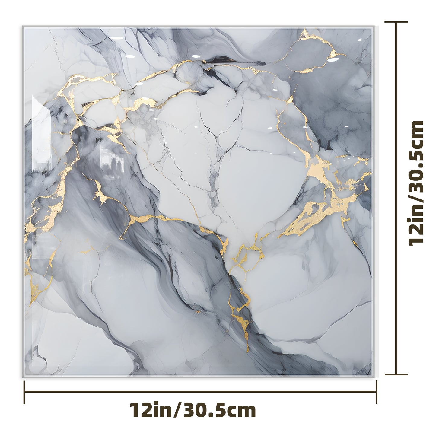 DEWOO 10pcs Peel and Stick Backsplash Wall Tile, Waterproof Peel and Stick Marble Wall Tiles, Self - Adhesive Panels for Bathroom, Kitchen, and Living Room (Dark Gray Marble,12"×12") - DEWOO TILES