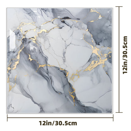 DEWOO 10pcs Peel and Stick Backsplash Wall Tile, Waterproof Peel and Stick Marble Wall Tiles, Self - Adhesive Panels for Bathroom, Kitchen, and Living Room (Dark Gray Marble,12"×12") - DEWOO TILES