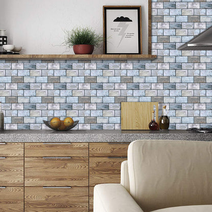 DEWOO 10 Sheets Peel and Stick Tile Backsplash for Kitchen Wall Tile, Self Adhesive Brick Backsplash Subway Tiles Backsplash, Stick on Tiles Kitchen Backsplash(Retro Blue,10.6"x10") - DEWOO TILES