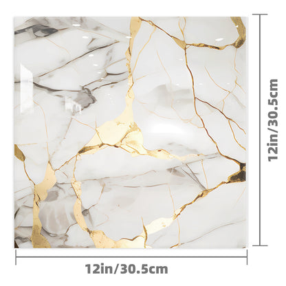 DEWOO Marble - Patterned Self - Adhesive Wall Tiles: 3D Effect | 12" x 12" (Pack of 10) | Water - , Mold - , and Oil - Resistant | Easy to Install and Removable - DEWOO TILES