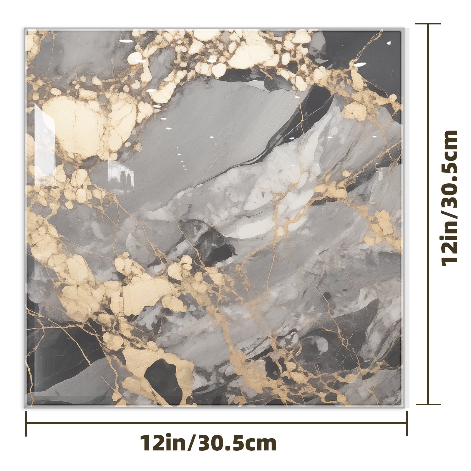 DEWOO 10pcs Peel and Stick Backsplash Wall Tile, Waterproof Peel and Stick Marble Wall Tiles, Self - Adhesive Panels for Bathroom, Kitchen, and Living Room (Brown Marble,12"×12") - DEWOO TILES