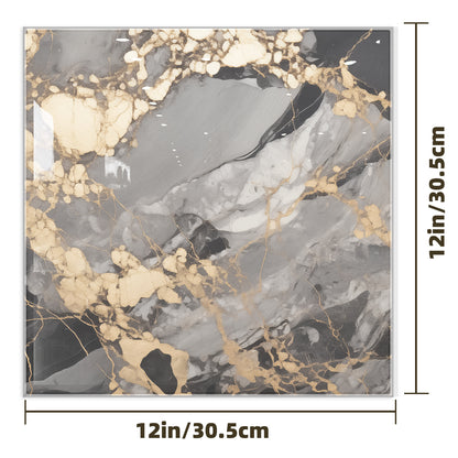DEWOO 10pcs Peel and Stick Backsplash Wall Tile, Waterproof Peel and Stick Marble Wall Tiles, Self - Adhesive Panels for Bathroom, Kitchen, and Living Room (Brown Marble,12"×12") - DEWOO TILES