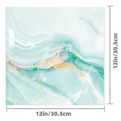 DEWOO 10pcs Peel and Stick Backsplash Wall Tile, Waterproof Peel and Stick Marble Wall Tiles, Self - Adhesive Panels for Bathroom, Kitchen, and Living Room (Blue Marble,12"×12") - DEWOO TILES
