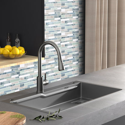 DEWOO 10 - Sheet Peel and Stick Kitchen Backsplash Tiles, 12"x12" Self - Adhesive Marble Multicolor Wall Tiles for Kitchen and Bathroom(Multicolor Marble) - DEWOO TILES