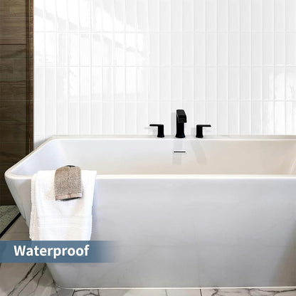Plain White Peel and Stick Backsplash Tile Rectangle Subway Self Adhesive Wall Tiles for Kitchen (10 - Sheet,12"x12") - DEWOO TILES