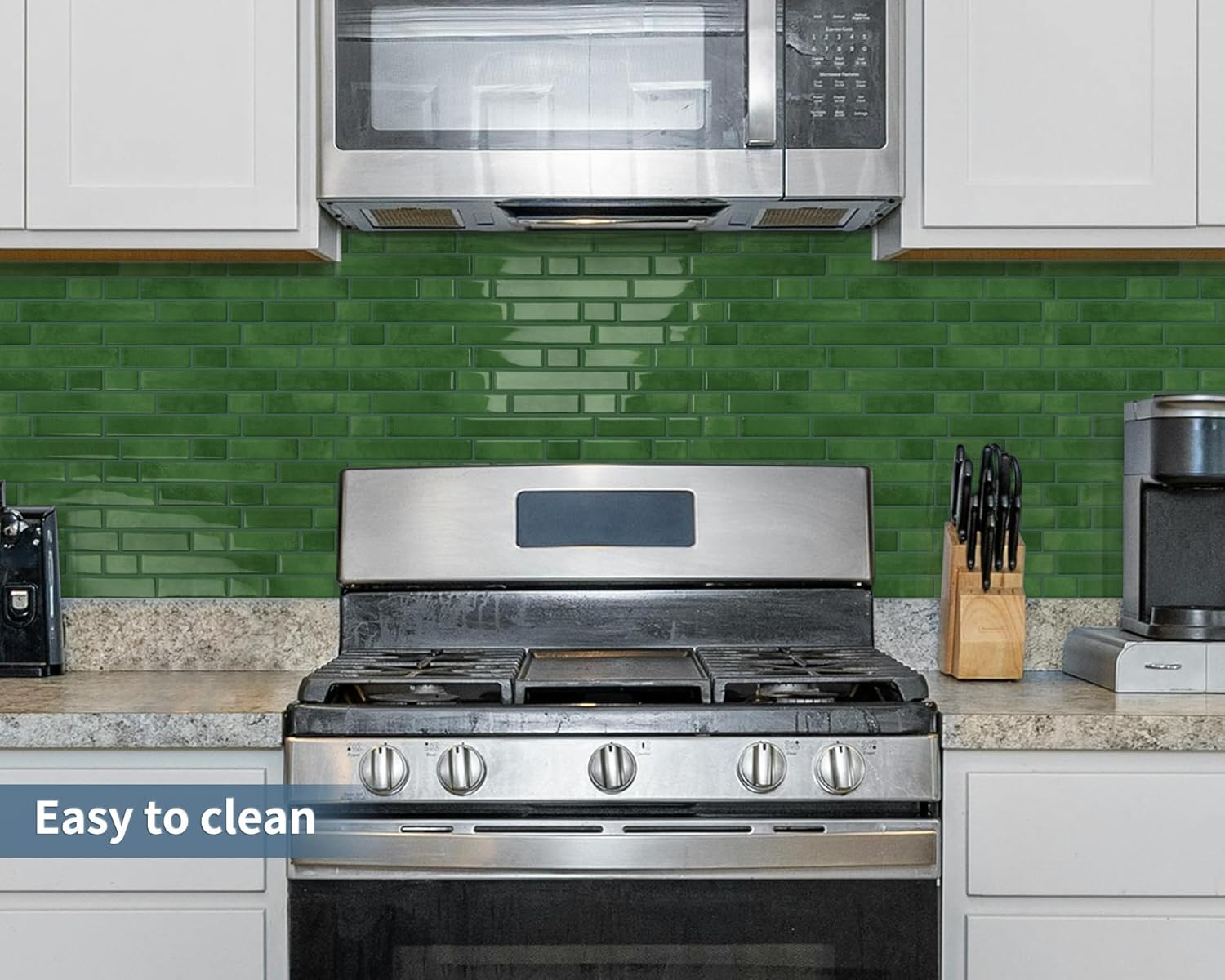Thick Dark Green Peel and Stick Tile Backsplash 12"x12" Self Adhesive Wall Marble Tiles 3D for Kitchen Bathroom, (10 - Sheet) - DEWOO TILES
