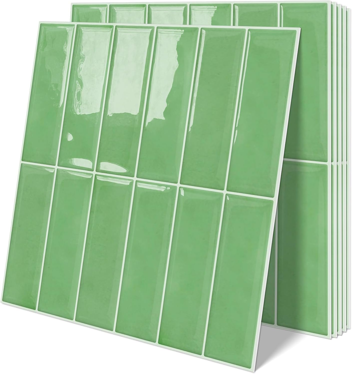 Plain White Peel and Stick Backsplash Tile Rectangle Subway Self Adhesive Wall Tiles for Kitchen (10 - Sheet,12"x12") - DEWOO TILES