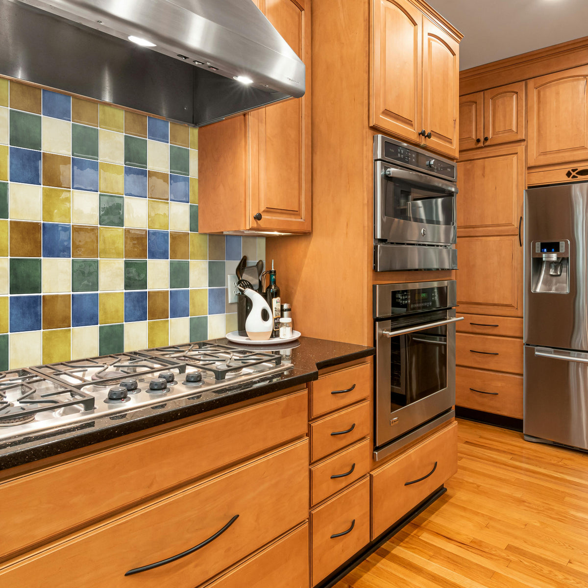 DEWOO Thick Square Kitchen Peel and Stick Backsplash Mosaic Tiles Square Self Adhesive Wall Tile Checkerboard Checkered Stickers,Multicolor (10-Sheet,12"x12") - DEWOO TILES