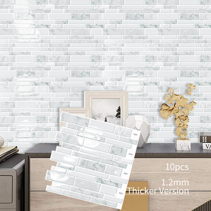DEWOO 10 - Sheet Peel and Stick Kitchen Backsplash Tiles, 12"x12" Self - Adhesive Marble Multicolor Wall Tiles for Kitchen and Bathroom(White Marble) - DEWOO TILES