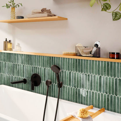 DEWOO Green Tile Peel and Stick Backsplash, 10 Sheets Self-Adhesive Wall Tiles Stick on Back Splash for Kitchen, Bathroom, Fireplace,RV(12"×12",Green Marble) - DEWOO TILES