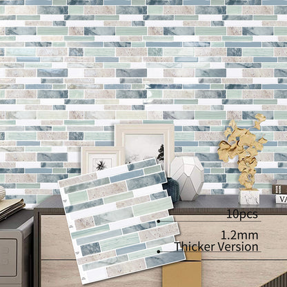 DEWOO 10 - Sheet Peel and Stick Kitchen Backsplash Tiles, 12"x12" Self - Adhesive Marble Multicolor Wall Tiles for Kitchen and Bathroom(Multicolor Marble) - DEWOO TILES