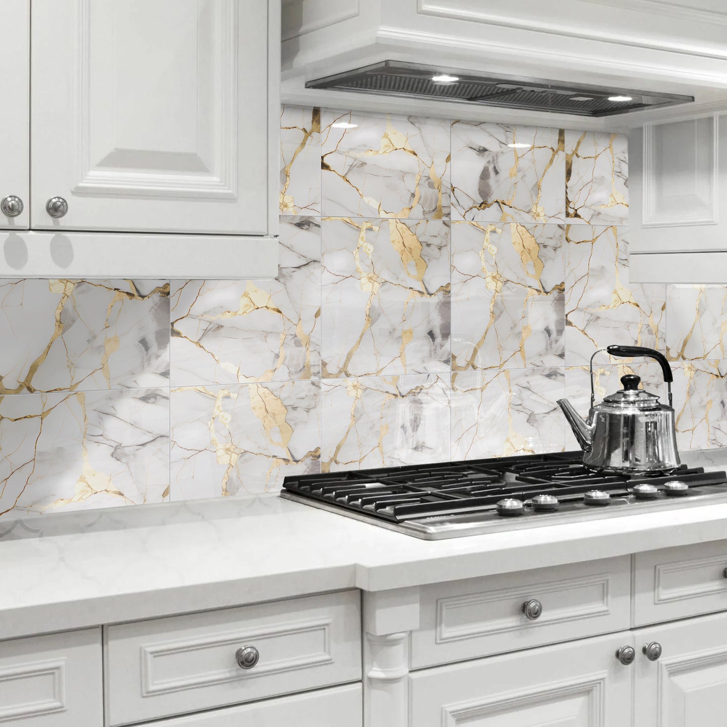 DEWOO Marble - Patterned Self - Adhesive Wall Tiles: 3D Effect | 12" x 12" (Pack of 10) | Water - , Mold - , and Oil - Resistant | Easy to Install and Removable - DEWOO TILES
