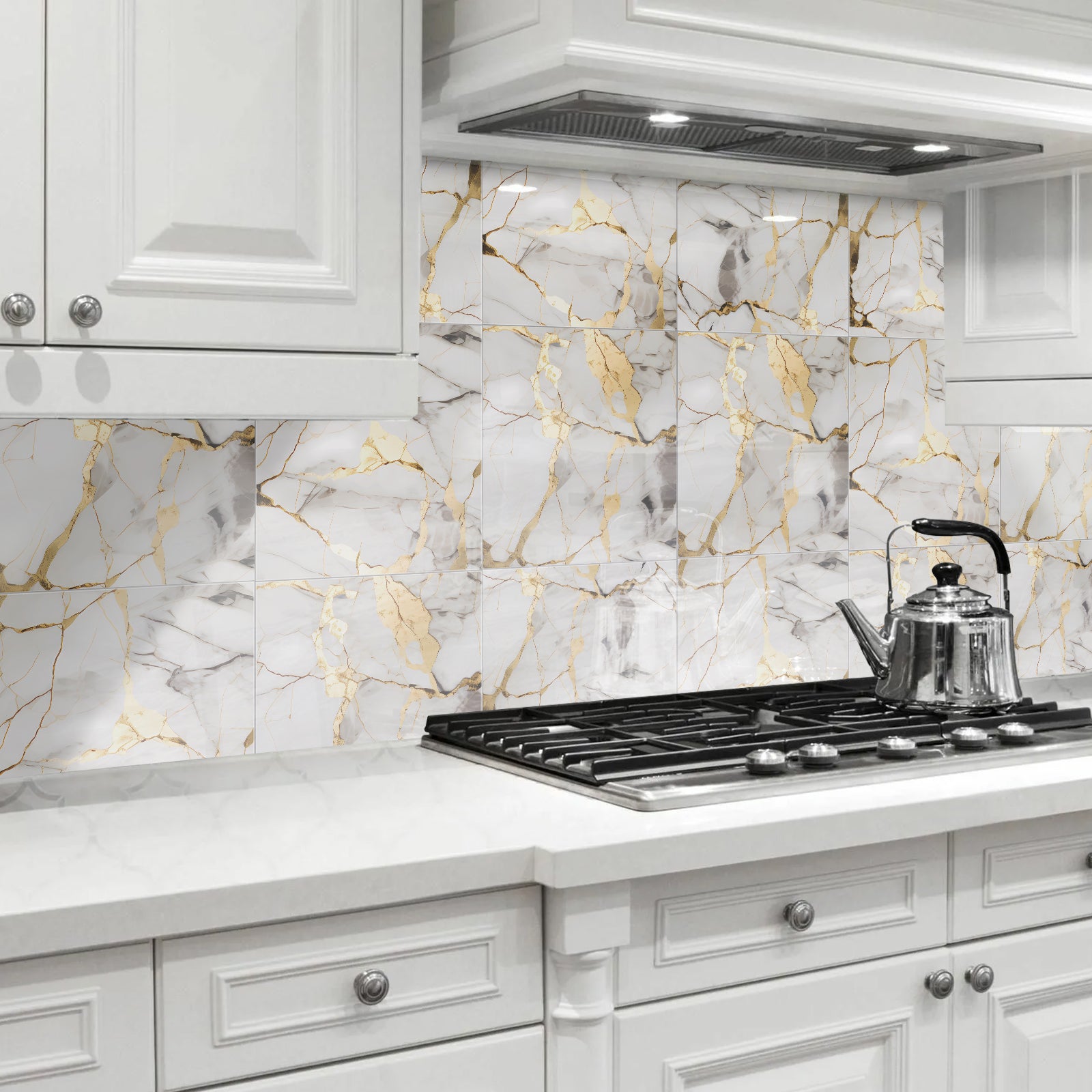 DEWOO Marble - Patterned Self - Adhesive Wall Tiles: 3D Effect | 12" x 12" (Pack of 10) | Water - , Mold - , and Oil - Resistant | Easy to Install and Removable - DEWOO TILES