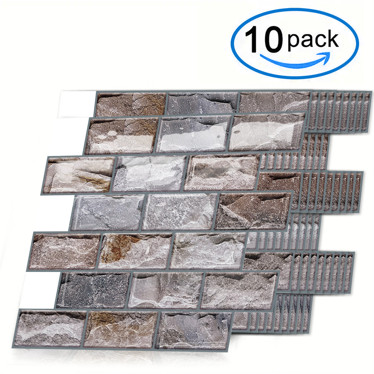 DEWOO 10 Sheets Peel and Stick Tile Backsplash for Kitchen Wall Tile, Self Adhesive Brick Backsplash Subway Tiles Backsplash, Stick on Tiles Kitchen Backsplash(Brown,10.6"x10") - DEWOO TILES