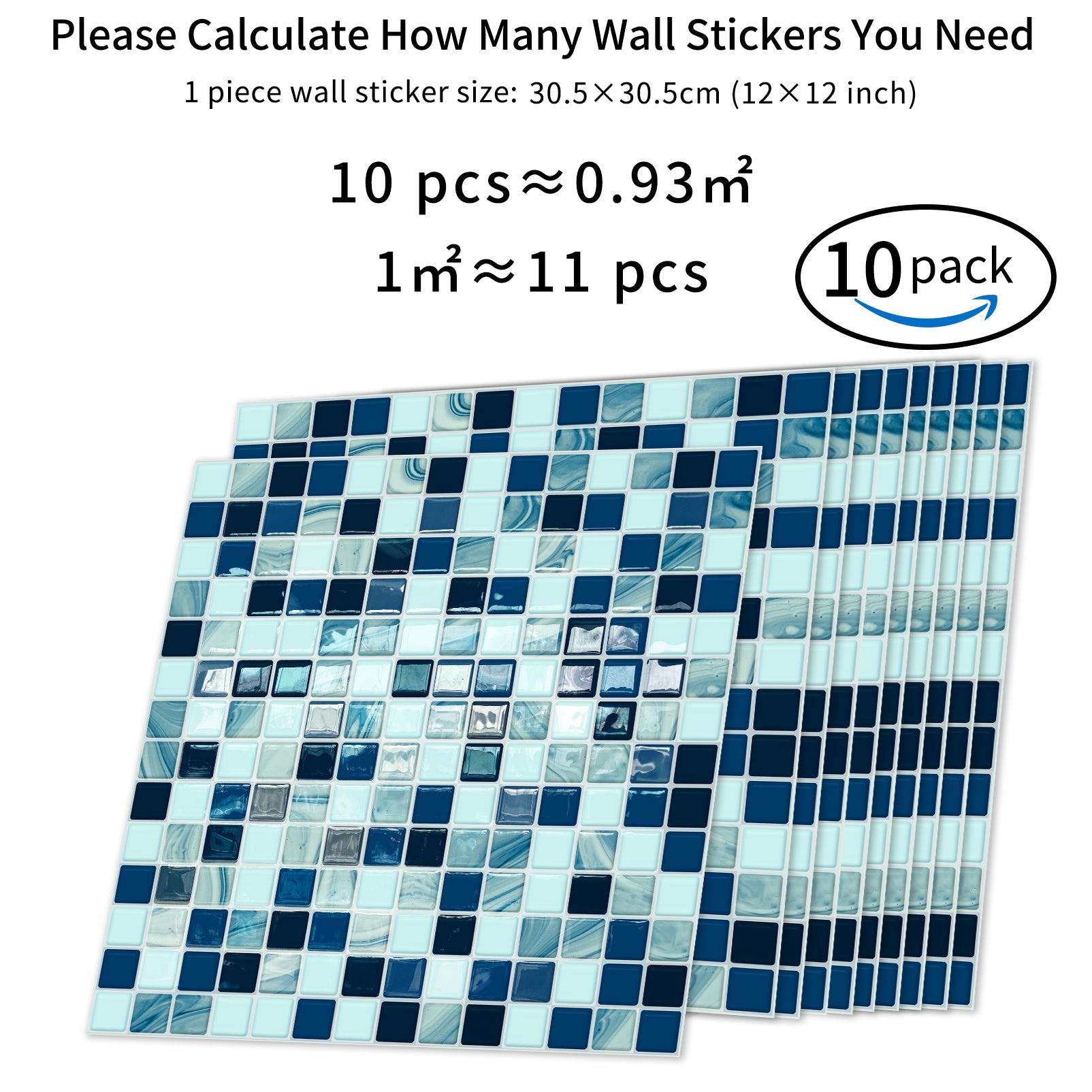 DEWOO Self - Adhesive Backsplash Stickers — Waterproof, Oil - Resistant, Scratch - Resistant, and Durable. Removable Tile Decals (10 - Piece Pack) - DEWOO TILES