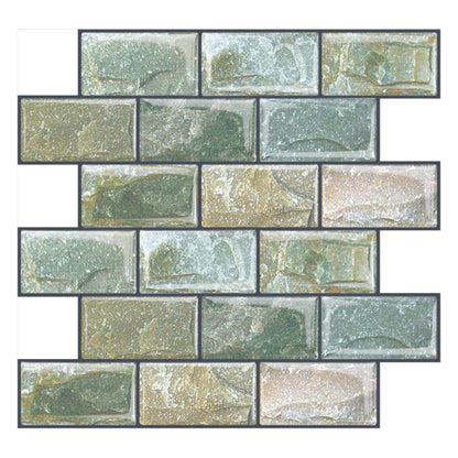 DEWOO 10 Sheets Peel and Stick Tile Backsplash for Kitchen Wall Tile, Self Adhesive Brick Backsplash Subway Tiles Backsplash, Stick on Tiles Kitchen Backsplash(Retro Green,10.6"x10") - DEWOO TILES