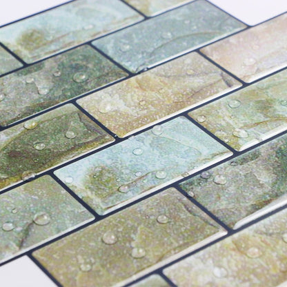 DEWOO 10 Sheets Peel and Stick Tile Backsplash for Kitchen Wall Tile, Self Adhesive Brick Backsplash Subway Tiles Backsplash, Stick on Tiles Kitchen Backsplash(Retro Green,10.6"x10") - DEWOO TILES