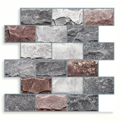 DEWOO 10 Sheets Peel and Stick Tile Backsplash for Kitchen Wall Tile, Self Adhesive Brick Backsplash Subway Tiles Backsplash, Stick on Tiles Kitchen Backsplash(Gray Brown,10.6"x10") - DEWOO TILES