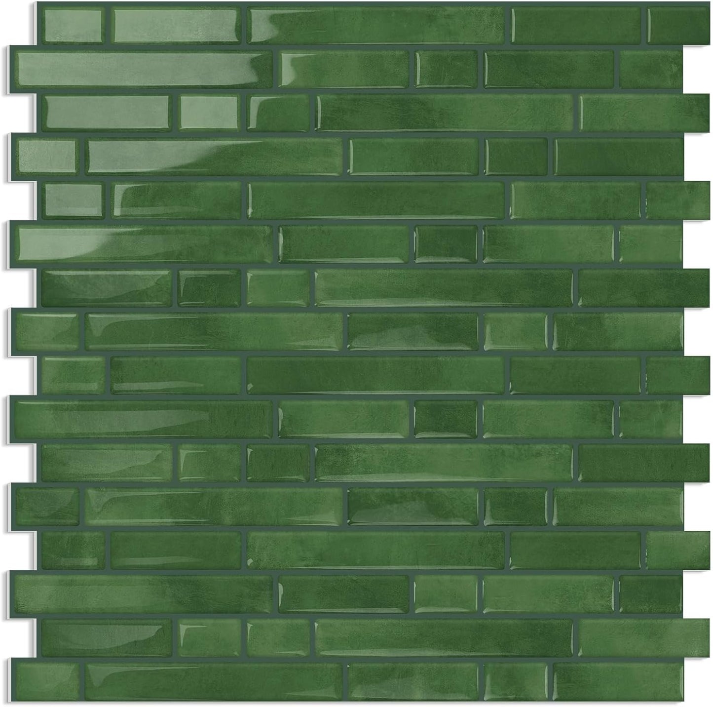 Thick Dark Green Peel and Stick Tile Backsplash 12"x12" Self Adhesive Wall Marble Tiles 3D for Kitchen Bathroom, (10 - Sheet) - DEWOO TILES