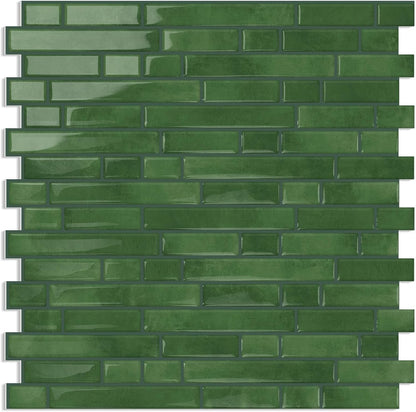 Thick Dark Green Peel and Stick Tile Backsplash 12"x12" Self Adhesive Wall Marble Tiles 3D for Kitchen Bathroom, (10 - Sheet) - DEWOO TILES