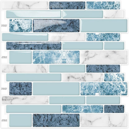 Peel and Stick on Self Adhesive Backsplash Wall Marble Tiles Stickers 3D for Kitchen Bathroom,Black (10 - Sheet, 12"×12") - DEWOO TILES