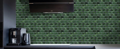 DEWOO Dark Green Peel and Stick Subway Tile Backsplash Self Adhesive Brick Stickers for Kitchen Bathroom Wall, 10 - Sheet, 12"×12" - DEWOO TILES