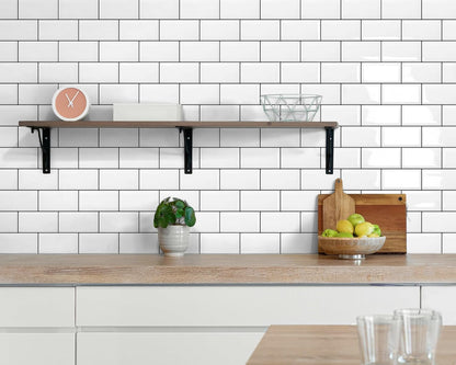 DEWOO 10 Peel and Stick Subway Tile Kitchen Backsplash for Wall, White (Thicker Design) - DEWOO TILES