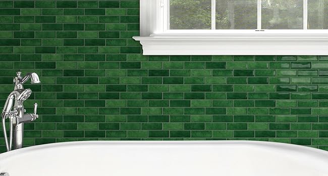 Thick Green Peel and Stick Tile Backsplash 12"x12" Self Adhesive Wall Marble Tiles for Kitchen (10 - Sheet,Green) - DEWOO TILES