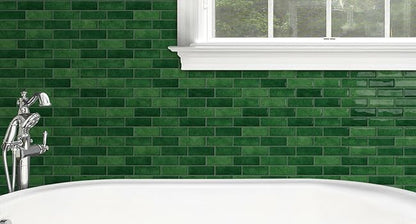 Thick Green Peel and Stick Tile Backsplash 12"x12" Self Adhesive Wall Marble Tiles for Kitchen (10 - Sheet,Green) - DEWOO TILES