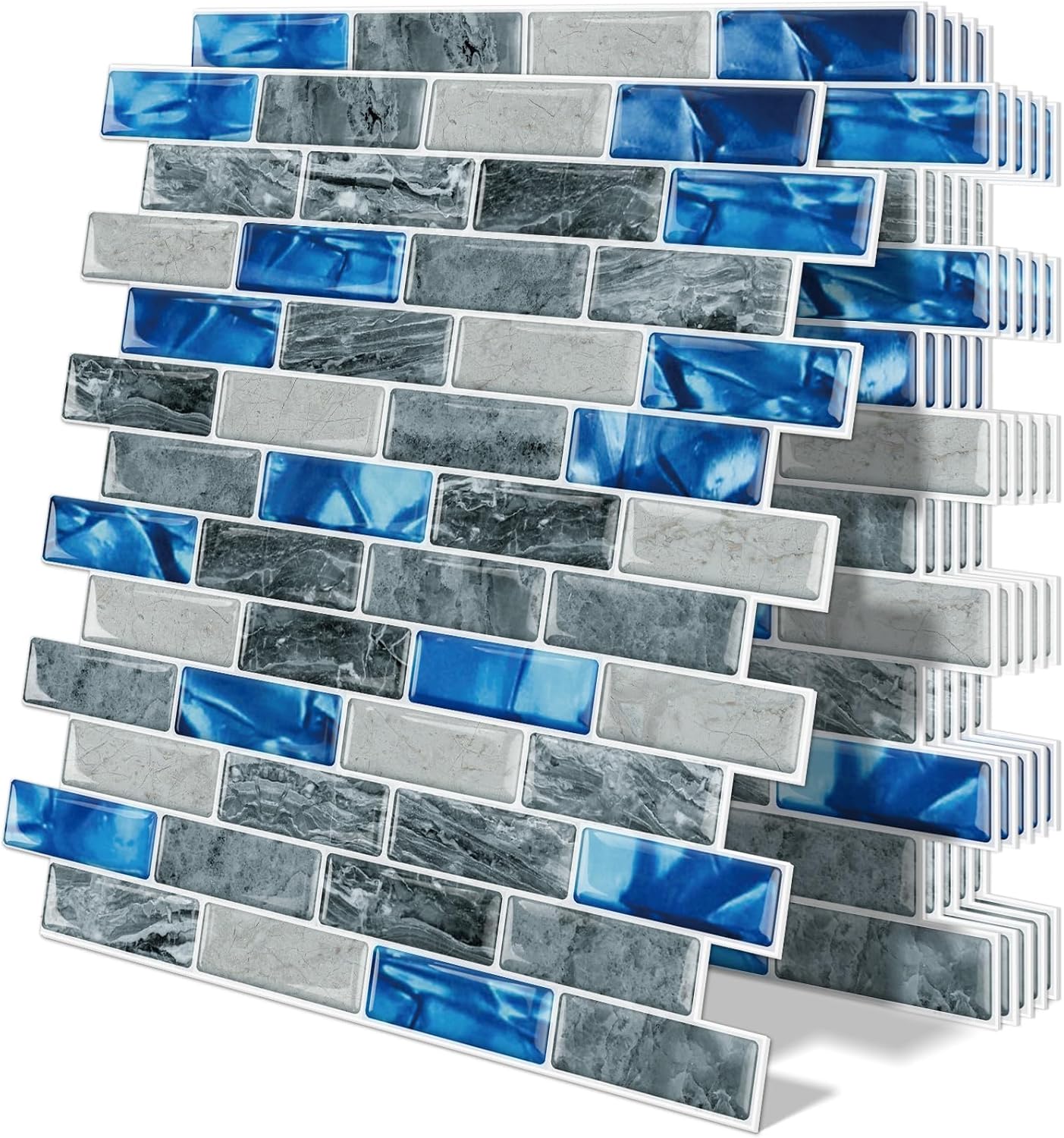 Thick Peel and Stick Backsplash Tile 12"x12" Kitchen Bathroom Self Adhesive Wall Tiles Beige & White (10 - Sheet) - DEWOO TILES